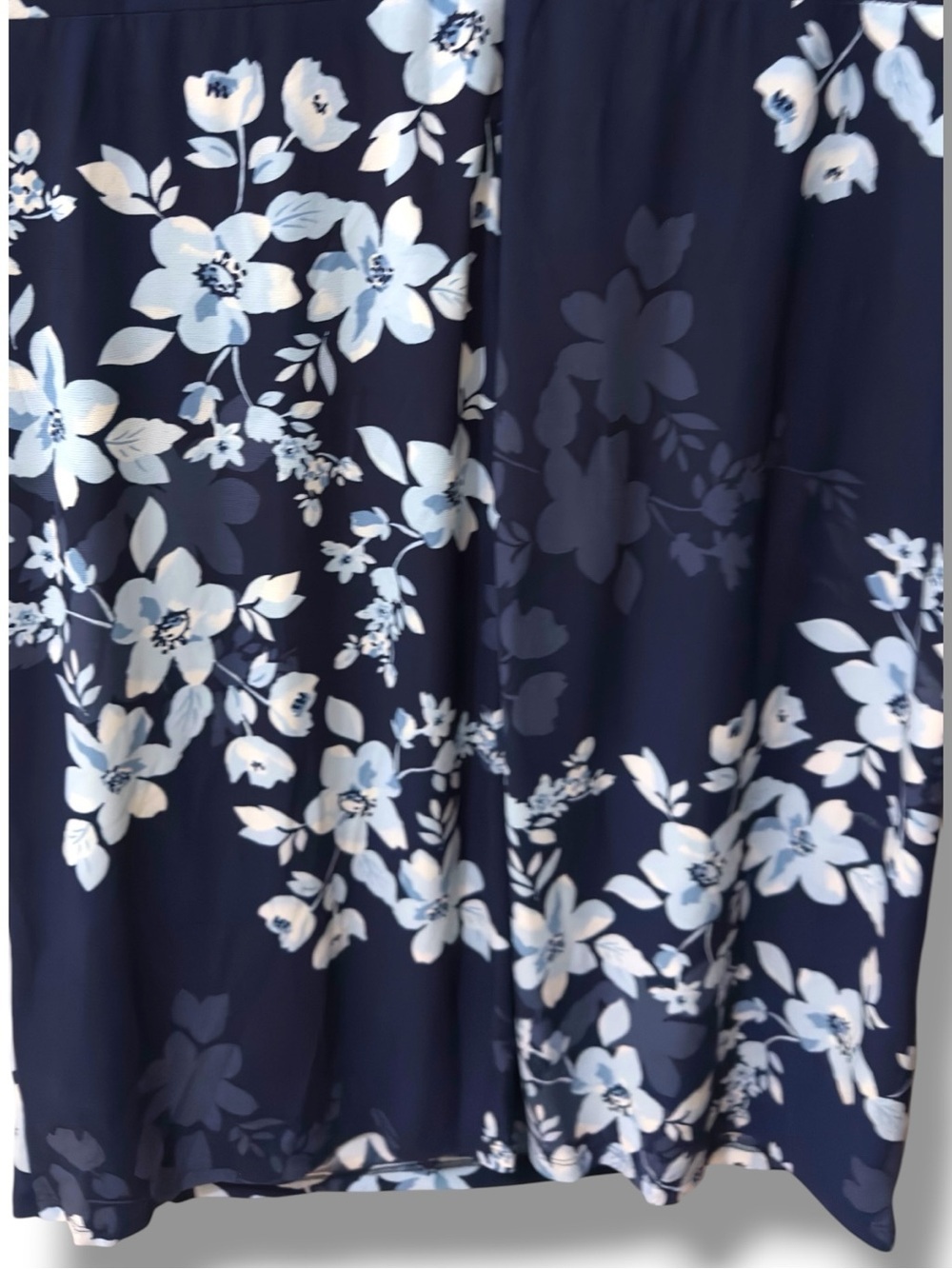 Chaps | NWOT Navy Floral Ruched Ruffle Sleeveless Twist-Detail Sheath Dress (XL) - Picture 8 of 14